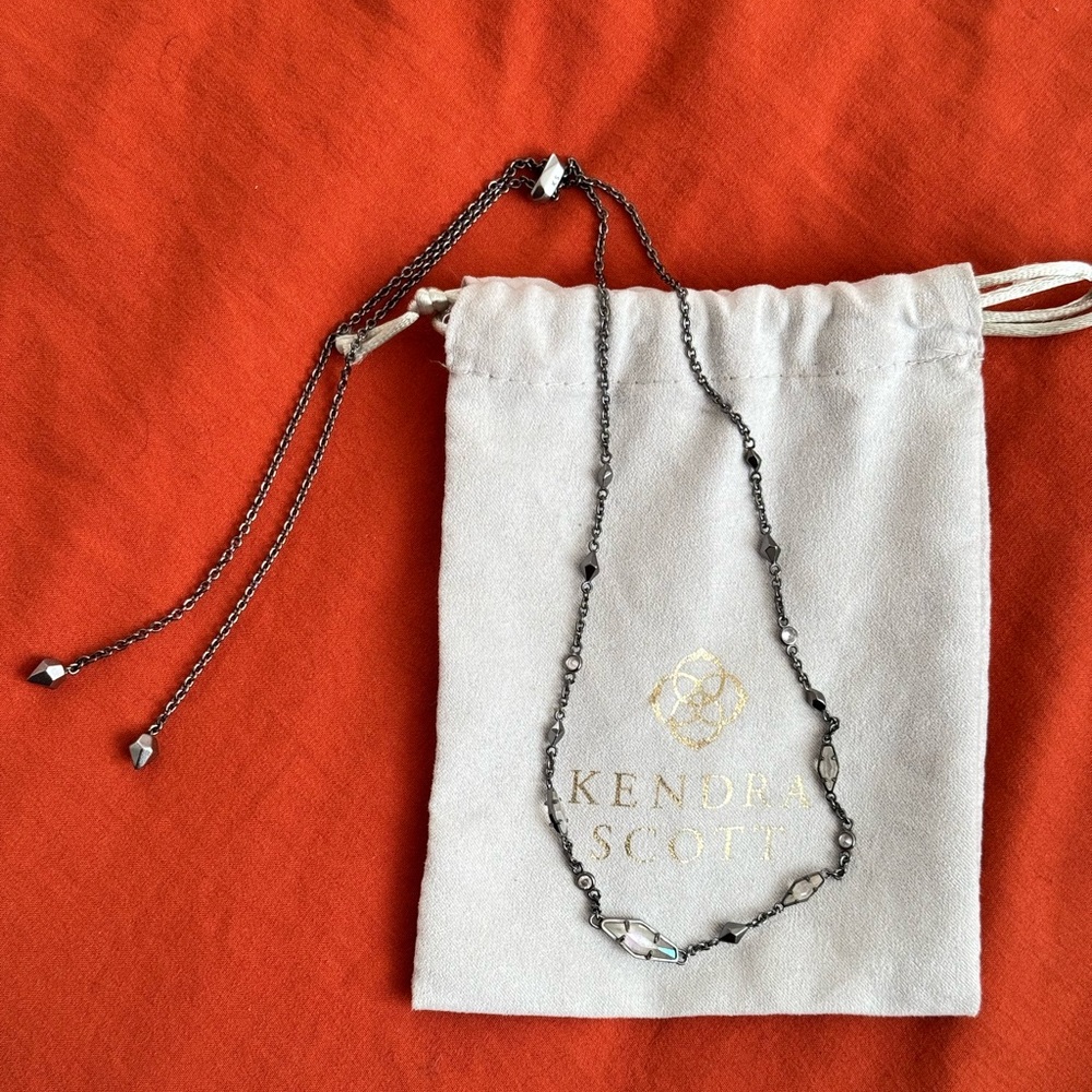 Kendra Scott Adjustable Black and Clear Iridescent Adjustable Necklace